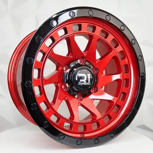 178659 RIN 17X9 6-139.7 R1 SPORT RGW8855 RED FACE BLACK LIP+CHROME RIVETS ET0 CB110 6-139.7