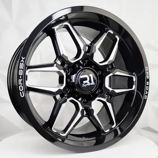 188623 RIN 18X9 6-139.7 R1 SPORT COR-05X GLOSS BLACK+MILLED SPOKE+WORDS ET15 CB106.1 6-139.7