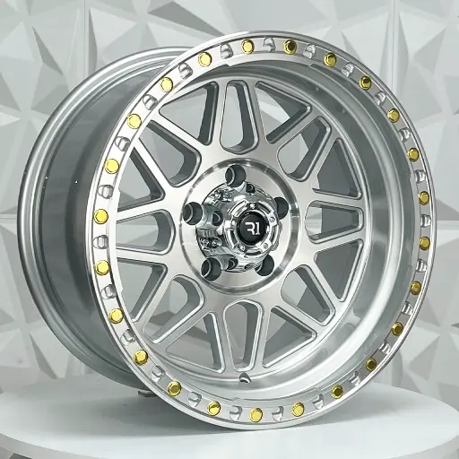 154902 RIN 15X10 5-114.3 R1 SPORT QC1668 SILVER MF+LIP GOLD RIVETS ET-44 CB83 5-114.3