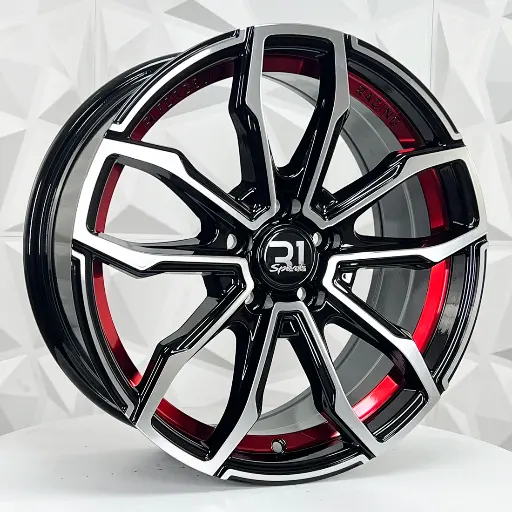 164608 RIN 16X7 5-100 R1 SPORT QC1747 MACHINE BLACK+RED UNDERCUT ET38 CB67.1 5-100