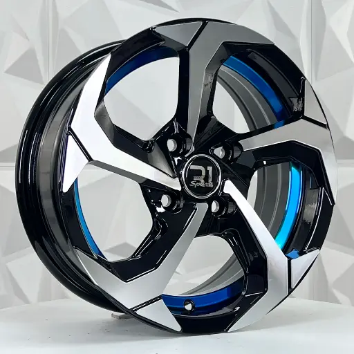 134579 RIN 13X6 4-100 R1 SPORT QC2058 BLACK MACHINE FACE BLUE LINE ET35 CB73.1 4-100