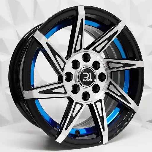 134588 RIN 13X6 4-100/114.3 R1 SPORT QC2057 BLACK MACHINE FACE+UNDERCUT BLUE ET20 CB73.1 4-100