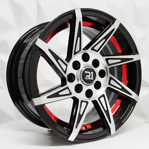 134587 RIN 13X6 4-100/114.3 R1 SPORT QC2057 BLACK MACHINED FACE+UNDERCUT RED ET20 CB73.1 4-100