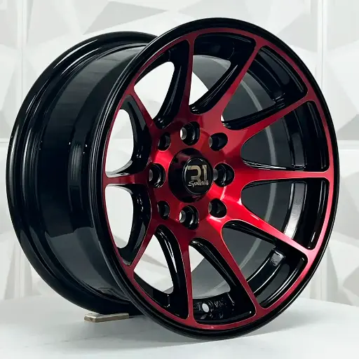 134565 RIN 13X6.5 4-100/114.3 R1 SPORT QC1518 MACHINE BLACK+FACE RED ET0 CB73.1 4-100