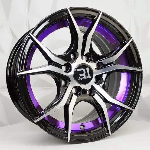 134582 RIN 13X6 4-100/114.3 R1 SPORT QC5107 BLACK MACHINED FACE+UNDERCUT PURPLE ET30 CB73.1 4-100