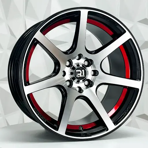Rin 161505 F16X7 R16X8.5 4-100/114.3 658 BLACK MACHINE FACE RED LINE ET38/30 CB73.1 4-114.3 con barrenación 4-114.3