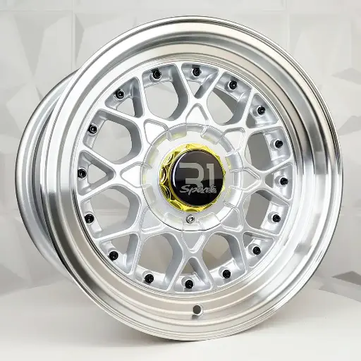 152187 F15X7 R15X8 4-100/114.3 L1880 SILVER MACHINE LIP BLACK RIVETS ET0/10 CB73.1 4-100