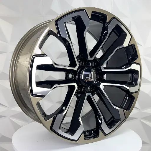 229346 RIN 22X9 6-139.7 R1 SPORT 7047 BLACK MACHINE FACE + BRONCE LIP ET31 CB78.1 6-139.7