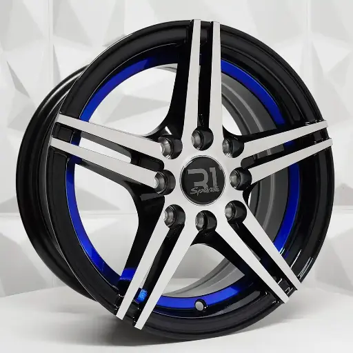 Rin 132141 RIN 13X5.5 4-100/114.3 R1 SPORT L2064 BLACK MACHINE FACE BLUE LINE ET25 CB73.1 4-114.3 con barrenación 4-114.3