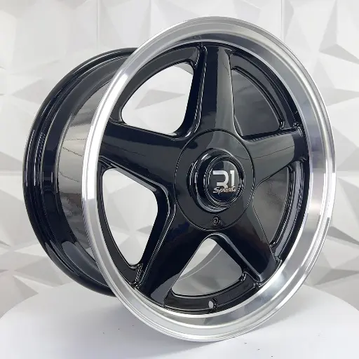 174732 F17X8.5 R17X9.5 4-100/4-114.3 QC1885 BLACK MACHINE LIP ET30 CB73.1 4-100