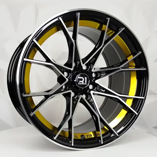 151643 RIN 15X8 4-100/114.3 R1 SPORT DX820 BLACK MACHINE FACE GOLD UNDERCUT* ET15 CB73.1 4-100