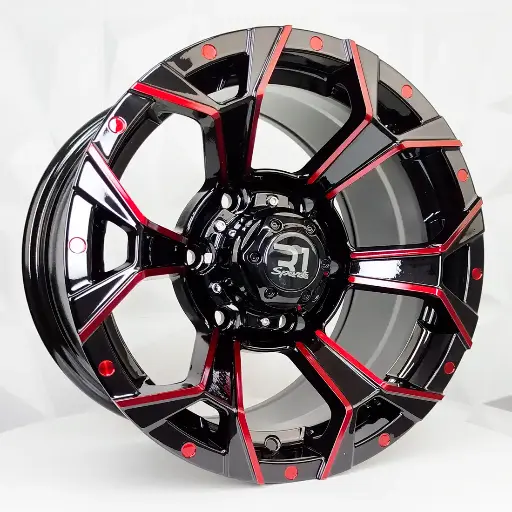 153531 RIN 15X8 6-139.7 R1 SPORT 1260 MACHINE BLACK+MILLING+RED ET0 CB110 6-139.7