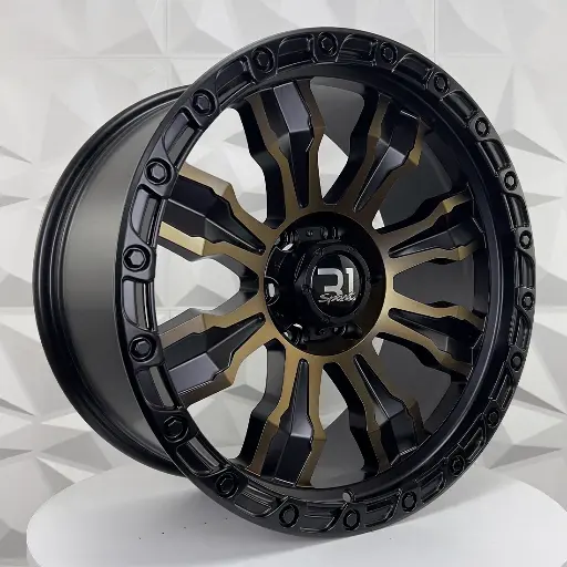 189254 RIN 18X9 6-139.7 R1 SPORT FBX087 MATTE BLACK MACHINE FACE+BRONZE ET0 CB110.1 6-139.7