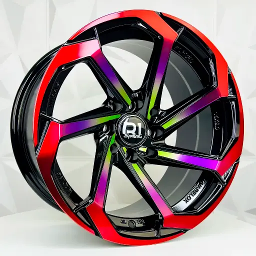 151650 RIN 15X8 5-100 R1 SPORT DX722 BLACK MACHINE FACE+RAINBOW ET0 CB73.1 5-100