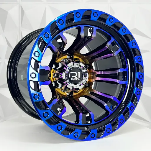 151655 RIN 15X10 6-139.7 R1 SPORT DX655 BLACK MACHINE FACE+RAINBOW ET-44 CB110.1 6-139.7