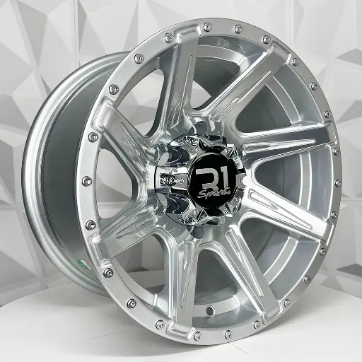 157652 RIN 15X8 6-139.7 R1 SPORT 856 SILVER MACHINE FACE+CHROME RIVETS* ET-10 CB110 6-139.7