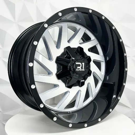 207561 RIN 20X10 8-165.1/BLANK R1 SPORT 388 GLOSS BLACK/WHITE FACE+MILLING+DOTS ET-24 CB125.1 8-165