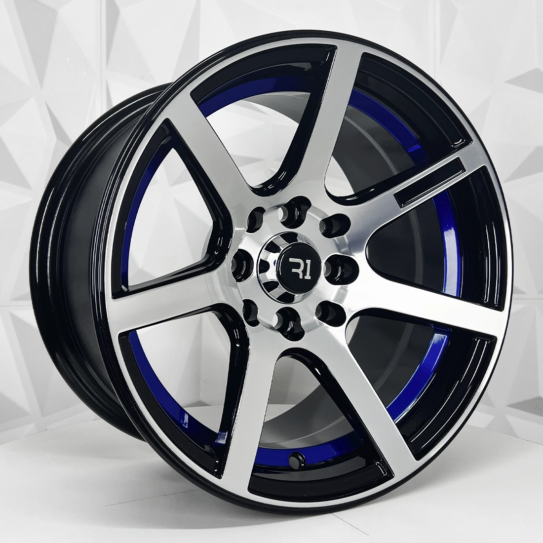 137539 RIN 13X7 4-100/114.3 R1 SPORT 6093 BLACK MACHINE FACE+BLUE UNDERCUT* ET0 CB73.1 4-100