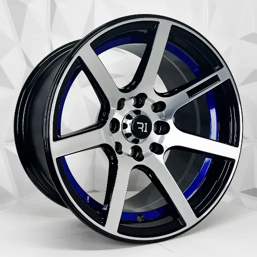 147562 RIN 14X7 4-100/114.3 R1 SPORT 6093 BLACK MACHINE FACE+BLUE UNDERCUT* ET0 CB73.1 4-114.3