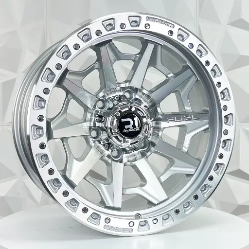 Rin 154940 RIN 15X8 6-139.7 R1 SPORT QC1261 SILVER MACHINE FACE MACHINE LIP ET0 CB110.1 6-139.7 con barrenación 6-139.7