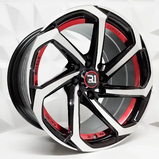 Rin 166572 F16X7 R16X8 4-100/114.3 X076 BLACK MACHINE AND RED UNDERCUT ET0 CB73.1 4-114.3 con barrenación 4-114.3