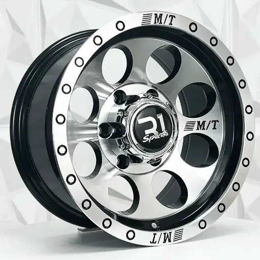 166583 RIN 16X8.5 6-139.7 R1 SPORT 5096 BLACK MACHINE FACE MACHINE LIP ET-44 CB108 6.139.7