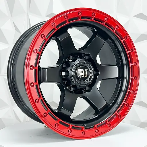 Rin 175587 RIN 17X9 6-139.7 R1 SPORT JT168 MATTE BLACK+RED LIP ET0 CB110.1 6-139.7 con barrenación 6-139.7