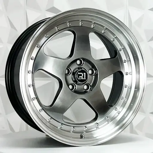 Rin 170680 F17X8 R17X9 4-100/114.3 7089 HYPER BLACK MI CHROME RIVETS ET30/25 CB73.1 4-114.3 con barrenación 4-114.3