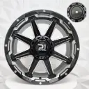RIN 20X9.5 6-139.7 R1 SPORT LP09 MATT BLACK MILLING+CHROME RIVETS ET10 CB106.1