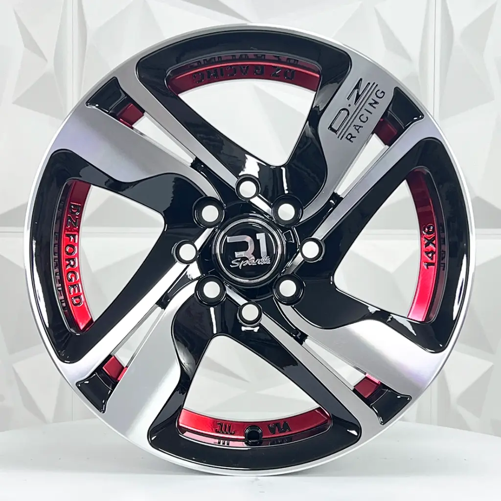 RIN 14X6 4-100/114.3 R1 SPORT 4019 BLACK MACHINE RED LINE ET10 CB73.1 