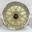 RIN 17X8 4-100/4-114.3 R1 SPORT QC1198 GOLD LIGH MACHINE LIP+RIVETS* ET30 CB73.1