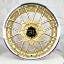 RIN 17X7.5 4-100/114.3 R1 SPORT L1879 LIGH GOLD MACHINE LIP CHROME RIVETS ET30 CB73.1