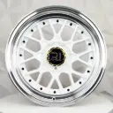 RIN 17X7.5 4-100/114.3 R1 SPORT L1880 WHITE MACHINE LIP BLACK RIVETS ET10 CB73.1
