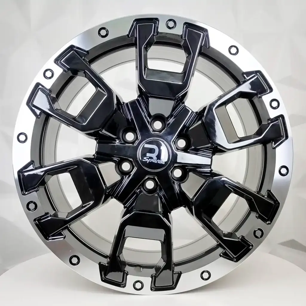RIN 17X7.5 6-114.3 R1 SPORT 1085 BLACK MACHINE LIP ET25 CB66.1