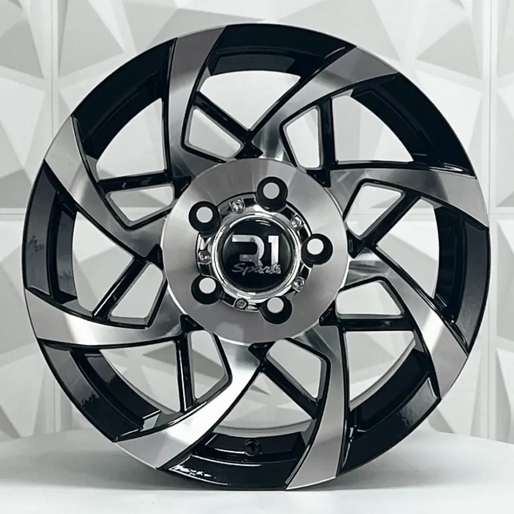 RIN 15X8 6-114.3 R1 SPORT 1074 BLACK MACHINE FACE MACHINE LIP ET-15 CB73.1