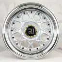 RIN 17X7.5 4-100/114.3 R1 SPORT L1880 SILVER MACHINE LIP BLACK RIVETS ET10 CB73.