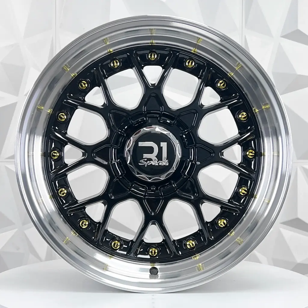 RIN 17X8 4-100/114.3 R1 SPORT QC1286 BLACK MACHINE LIP+RIVETS* ET25 CB73.1