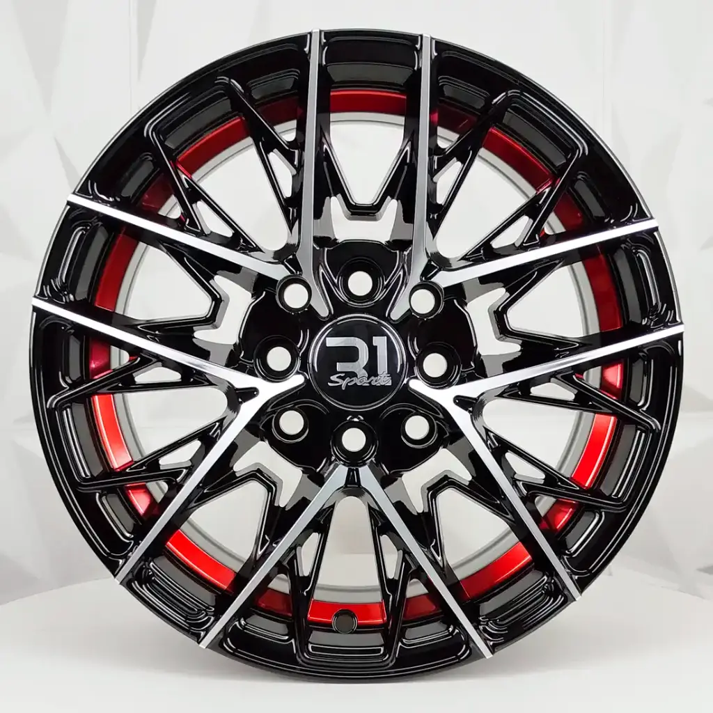RIN 14X6 4-100/114.3 R1 SPORT 1322 BLACK MACHINE RED UNDERCUT* ET35 CB73.1