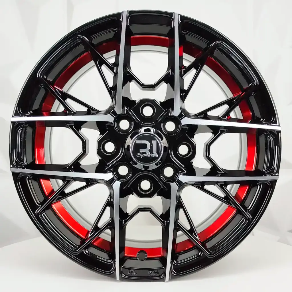 RIN 14X6 4-100/114.3 R1 SPORT 1321 BLACK MACHINE RED UNDERCUT* ET35 CB73.1