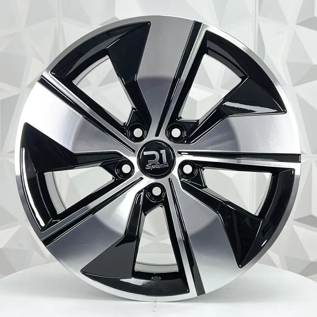 RIN 17X7 5-112 R1 SPORT 7119 BLACK MACHINE FACE ET45 CB57.1