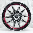 RIN 16X7 4-100/114.3 R1 SPORT RGW8809 BLACK MACHINE FACE + RED UNDER CUT ET38 CB73.1