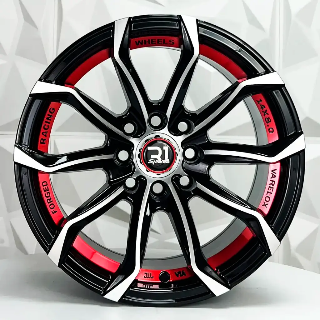 RIN 14X8 4-100/114.3 R1 SPORT 363 BLACK MACHINE FACE RED UNDERCUT* ET0 CB73.1