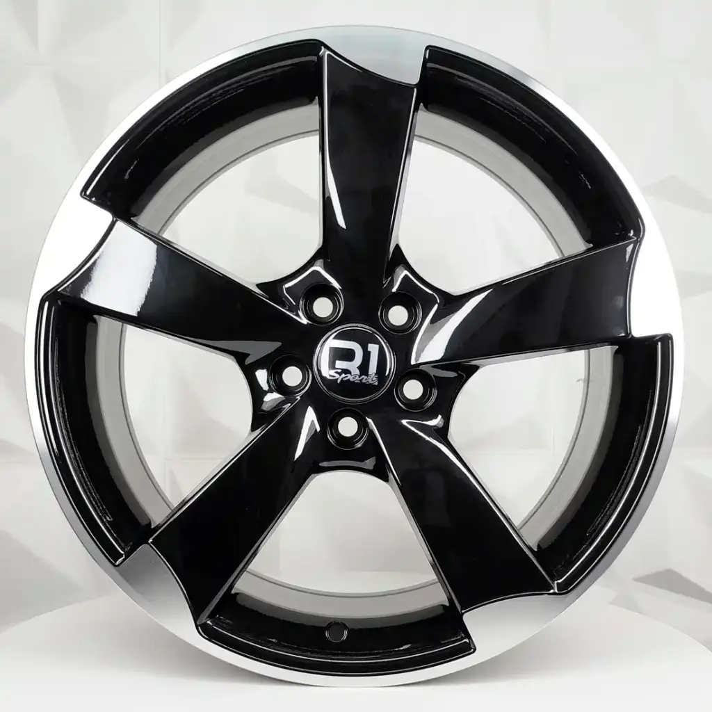 RIN 17X7.5 5-100 R1 SPORT 5208 BLACK MACHINE LIP ET40 CB73.1