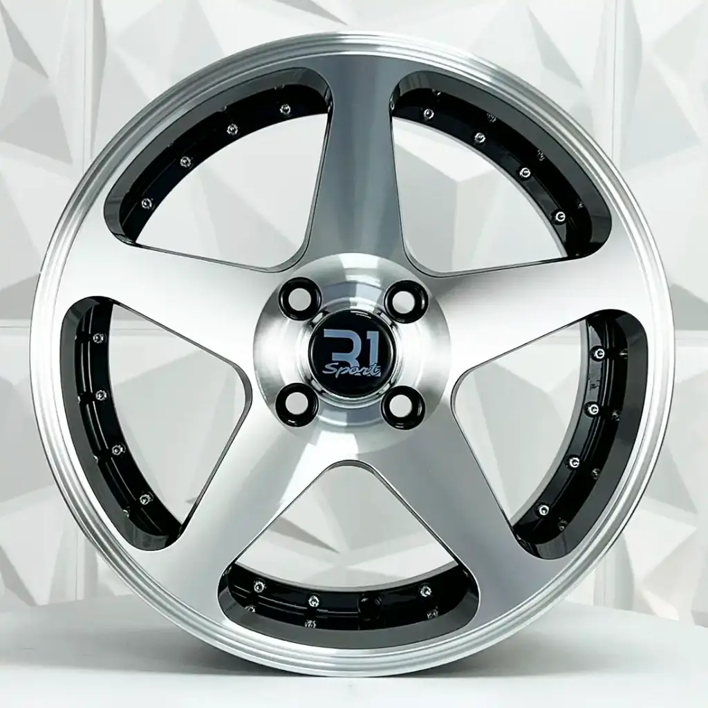 RIN 15X7 4-100 R1 SPORT 766 POLISHED FACE/BLACK WINDOWS ET32 CB73.1