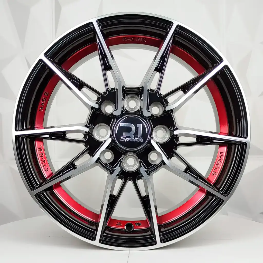 RIN 14X5.5 4-100/114.3 R1 SPORT RGW06 MACHINE BLACK UNDERCUT+RED ET38 CB73.1