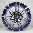 RIN 15X7 4-100 R1 SPORT RGW4502 BLACK MACHINE FACE + BLUE UNDERCUT  ET35 CB73.1