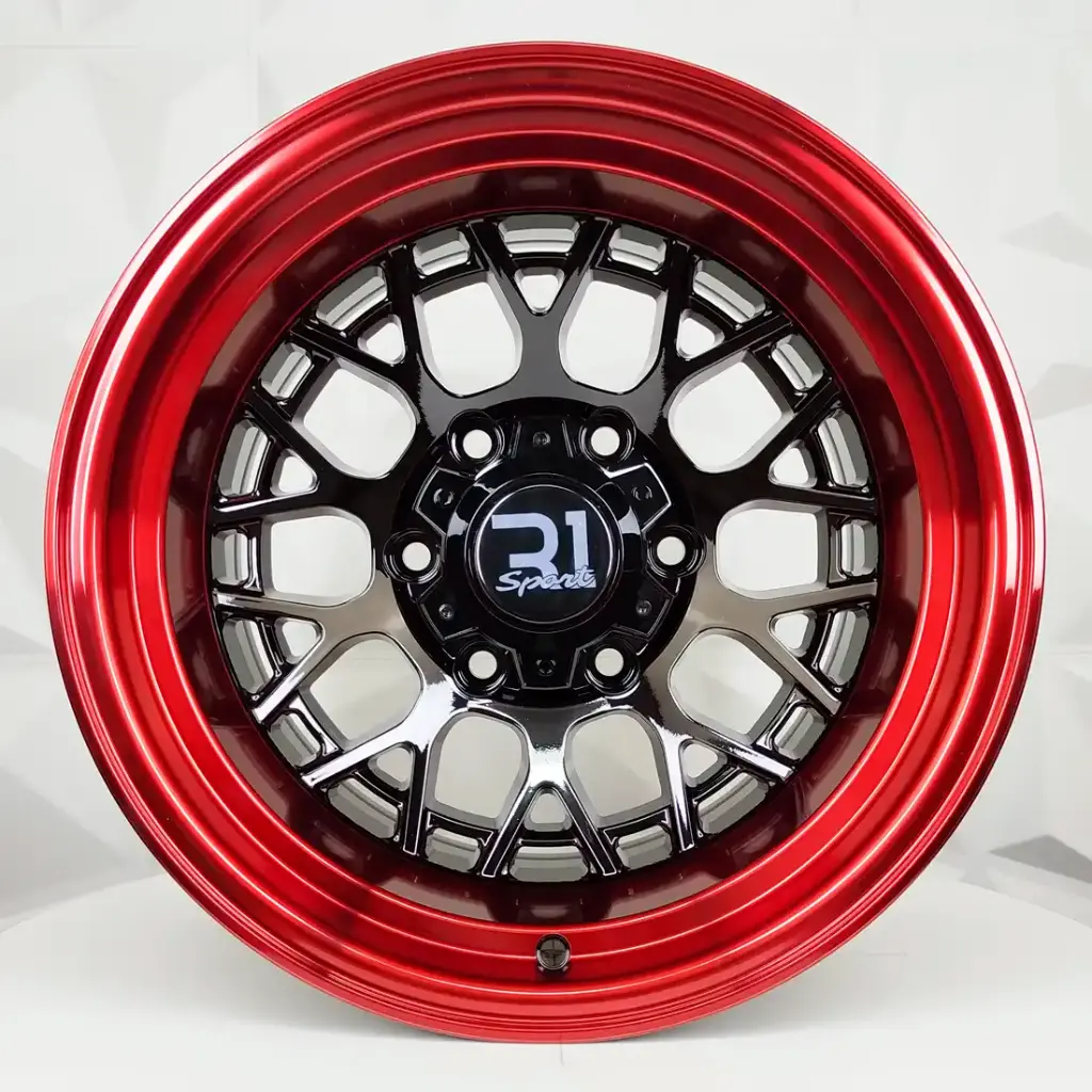 RIN 15X10 6-139.7 R1 SPORT RGW508 GLOSS BLACK+LIP RED ET-44 CB110