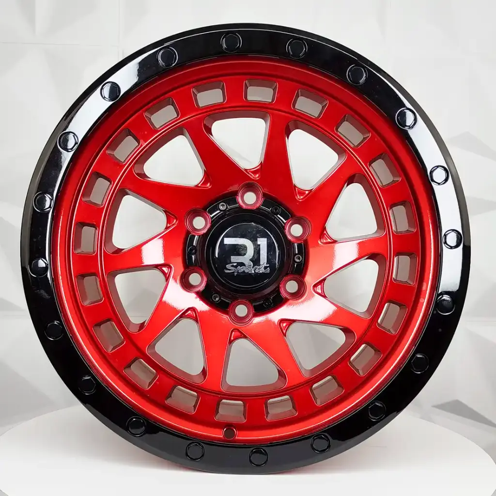 RIN 17X9 6-139.7 R1 SPORT RGW8855 RED FACE BLACK LIP+CHROME RIVETS ET0 CB110