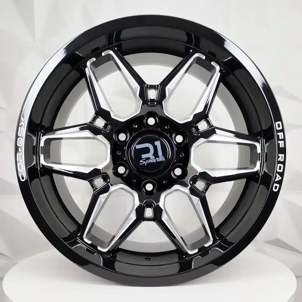 RIN 18X9 6-139.7 R1 SPORT COR-05X GLOSS BLACK+MILLED SPOKE+WORDS ET15 CB106.1