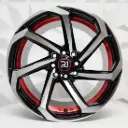 RIN 16X8 4-100/114.3 R1 SPORT DX722 BLACK MACHINE FACE+RED UNDERCUT ET10 CB67.1